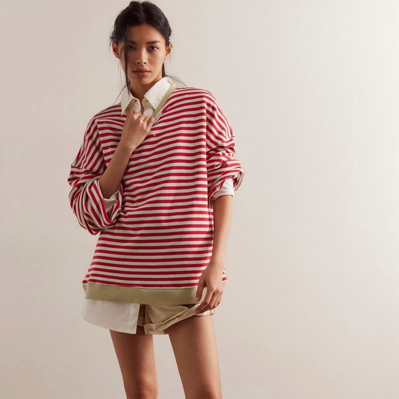 Free People Striped Sweatshirt - Picture 1 of 6